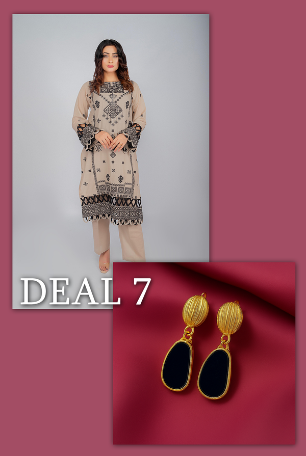 Bundle Deal-BD7 | Embroidered Suit With Earrings